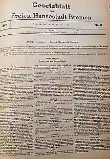 Auszug aus der Landesverfassung Bremen, aus einem Buch